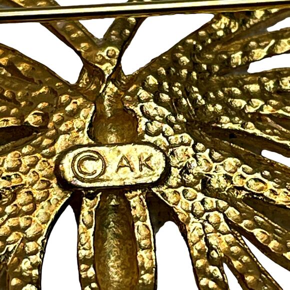 Vintage Anne Klein Gold Tone Butterfly Brooch Pin Signed Summer Insect Nature - Picture 3 of 4